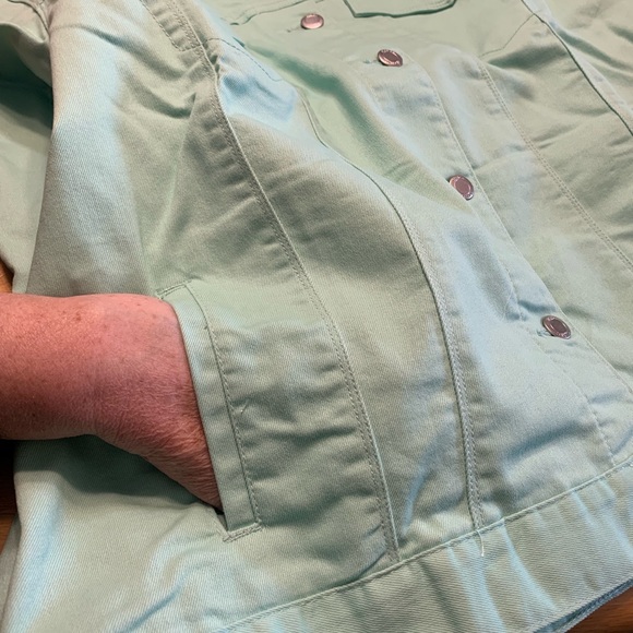 NWT TRUE FIT DENIM JACKET Mint Green Sz - Picture 4 of 4